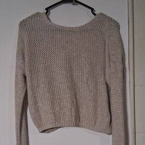 Hollister Women's Light Gray Knit Sweater
